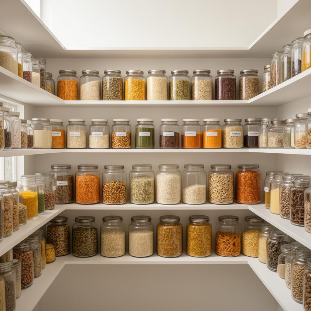 Organized pantry with labeled jars